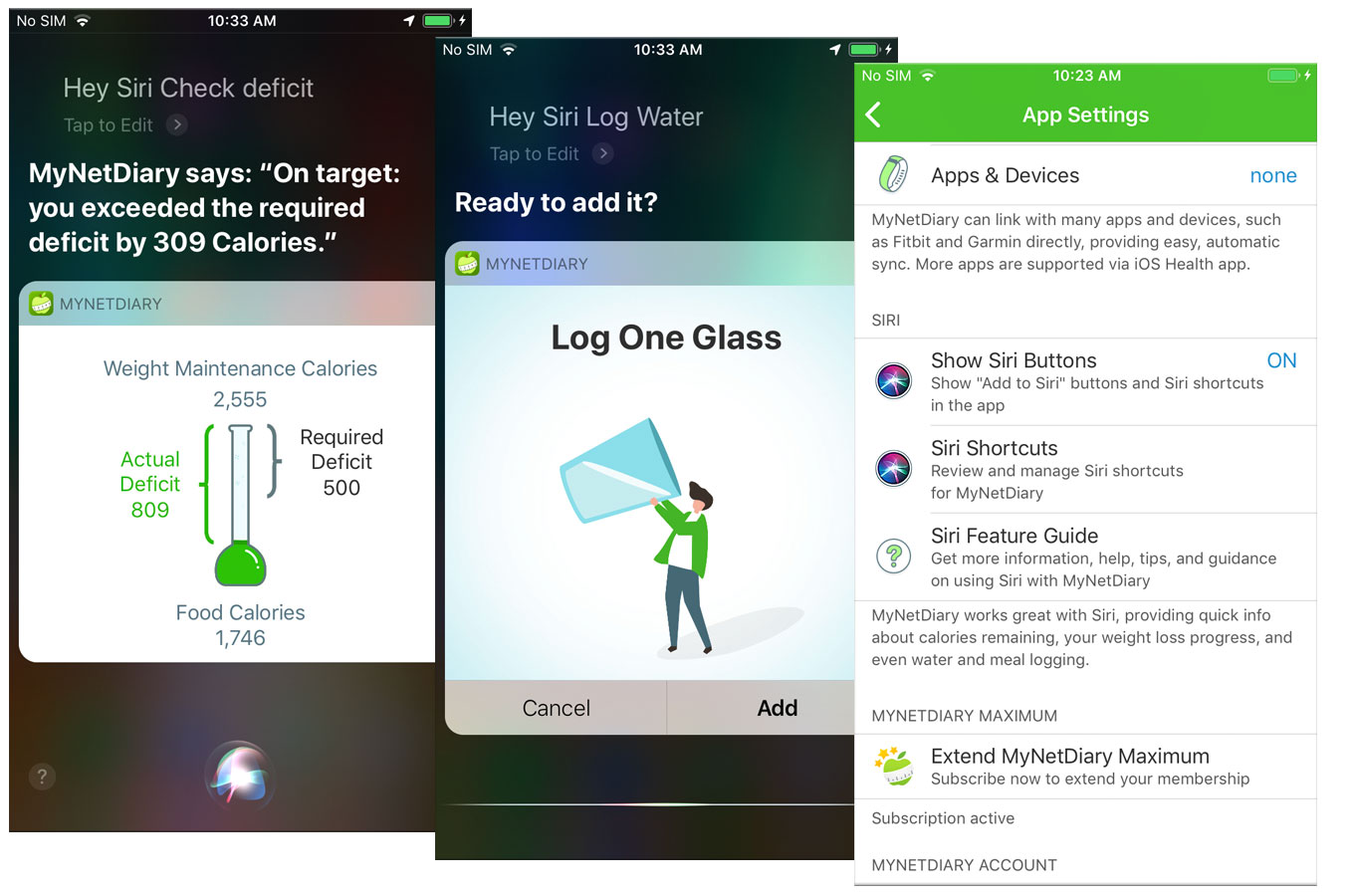 Using Siri with MyNetDiary
